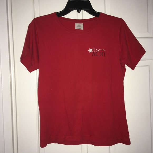 Alpha Omicron Pi (AOII) red tee shirt w/stars - Picture 1 of 3
